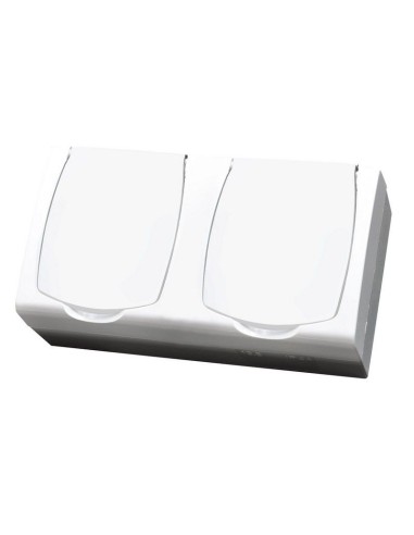 Madera gniazdo hermetyczne 2-krotne IP44 klapka biała białe GNH-2NZ 00 w - hurtownia elektryczna Amper.pl