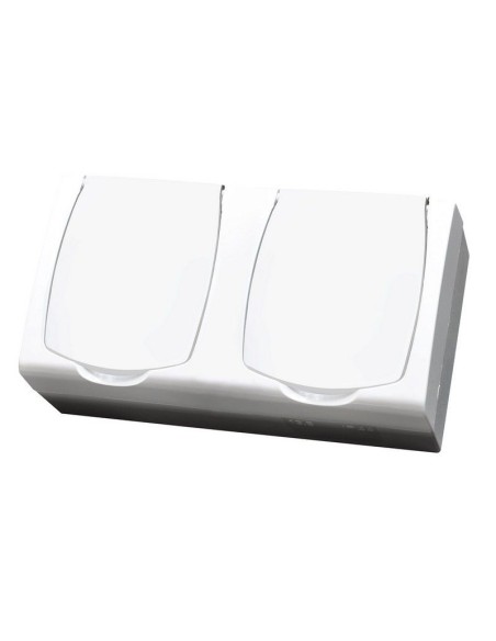 Madera gniazdo hermetyczne 2-krotne IP44 klapka biała białe GNH-2NZ 00 w - hurtownia elektryczna Amper.pl