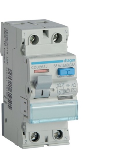 Wyłącznik różnicowoprądowy P302 63A 30mA AC Hager CDC263J - hurtownia elektryczna Amper.pl