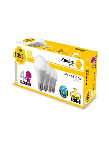 Zestaw żarówek LED GLS 12W 1055lm 4PACK biała ciepła Kanlux 25391 - hurtownia elektryczna Amper.pl