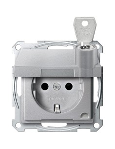 Gniazdo wtykowe SCHUKO z klapką i przesłoną, różne blokady, b.śrub., alu, Sys M Merten MTN2315-0460 Schneider 2
