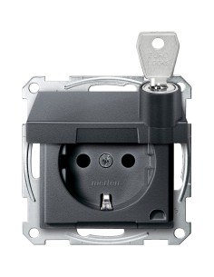 Gniazdo wtyk. SCHUKO z klapką przesł., blokady, b.śrub., antracyt, Sys M Merten MTN2315-0414 Schneider 2
