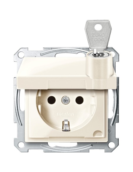 Gniazdo wtykowe SCHUKO z klapką i przesłoną, różne blokady, b.śrub., K, P, Sys M Merten MTN2315-0344 Schneider