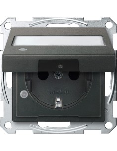 Gniazdo SCHUKO z klapką, p.opis., sygn. zał. przesł., b.śrub., antracyt, Sys M Merten MTN2313-0414 Schneider 2