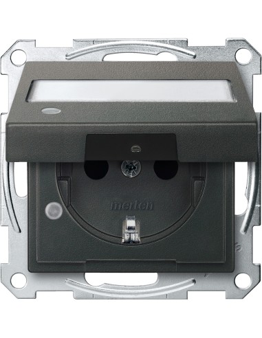 Gniazdo SCHUKO z klapką, p.opis., sygn. zał. przesł., b.śrub., antracyt, Sys M Merten MTN2313-0414 Schneider