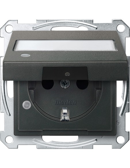 Gniazdo SCHUKO z klapką, p.opis., sygn. zał. przesł., b.śrub., antracyt, Sys M Merten MTN2313-0414 Schneider