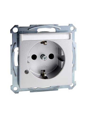 Gniazdo wtyk. SCHUKO p.opis., sygn. zał. przesł., b.śrub., alu, Sys M Merten MTN2303-0460 Schneider