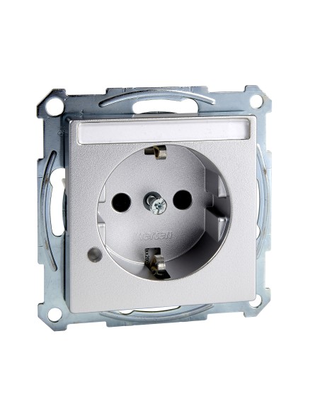 Gniazdo wtyk. SCHUKO p.opis., sygn. zał. przesł., b.śrub., alu, Sys M Merten MTN2303-0460 Schneider