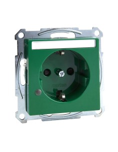Gniazdo wtyk. SCHUKO p.opis., sygn. zał. przesł., b.śrub., zielony, Sys M Merten MTN2303-0304 Schneider 2