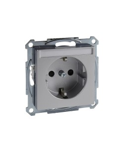 Gniazdo wtykowe SCHUKO z polem opisowym i przesłoną, b.śrub., alu, Sys M Merten MTN2302-0460 Schneider 2