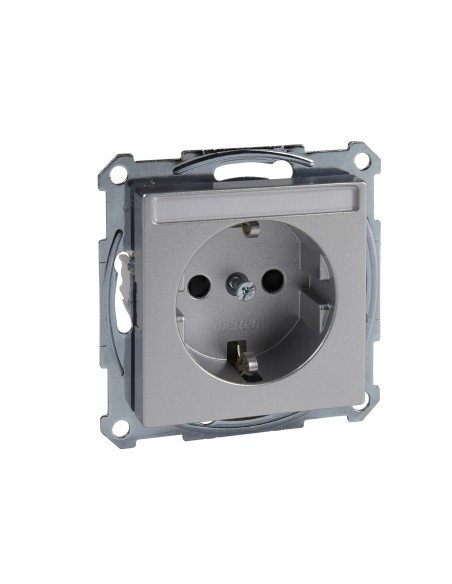 Gniazdo wtykowe SCHUKO z polem opisowym i przesłoną, b.śrub., alu, Sys M Merten MTN2302-0460 Schneider