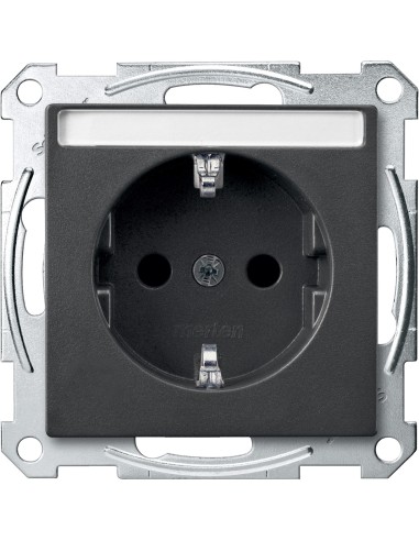 Gniazdo wtykowe SCHUKO z polem opisowym i przesłoną, b.śrub., antracyt, Sys M Merten MTN2302-0414 Schneider