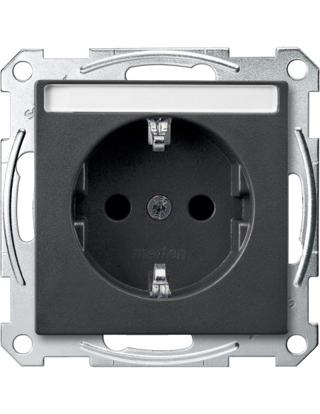 Gniazdo wtykowe SCHUKO z polem opisowym i przesłoną, b.śrub., antracyt, Sys M Merten MTN2302-0414 Schneider