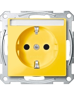 Gniazdo wtykowe SCHUKO z polem opisowym i przesłoną, b.śrub., żółty, Sys M Merten MTN2302-0307 Schneider 2