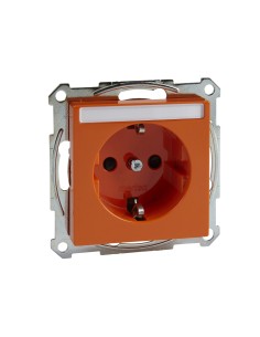 Gniazdo wtykowe SCHUKO z polem opisowym i przesłoną, b.śrub., pomarańcz., Sys M Merten MTN2302-0302 Schneider 2