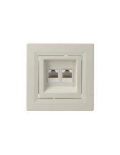 Asfora gniazdo komputerowe podwójne kat.5E krem EPH4400123 2
