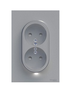 Odace Gniazdo podwójne (2X2P+PE) w kolorze aluminiowym S52D089E Schneider 2