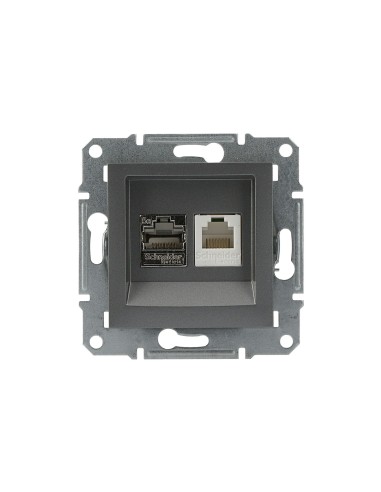 Asfora Gniazdo t El.komp. kat5e UTP bez ramki, stal EPH4900162 Schneider
