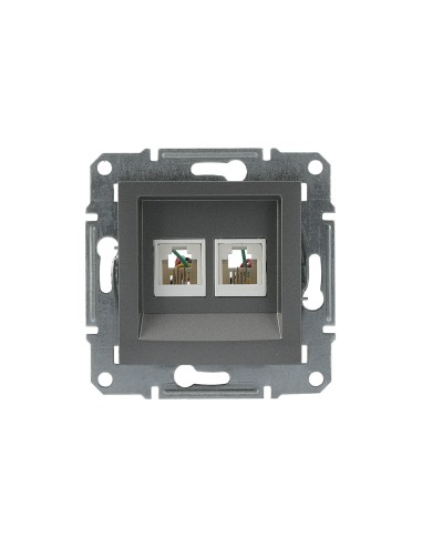 Asfora Gniazdo telefoniczne podwójne bez ramki, stal EPH4200162 Schneider