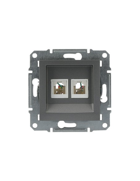 Asfora Gniazdo telefoniczne podwójne bez ramki, stal EPH4200162 Schneider