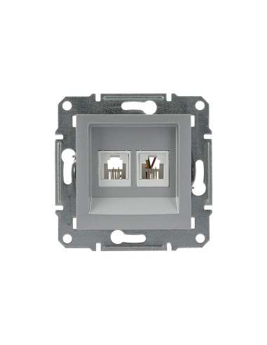 Asfora Gniazdo telefoniczne podwójne bez ramki, aluminium EPH4200161 Schneider