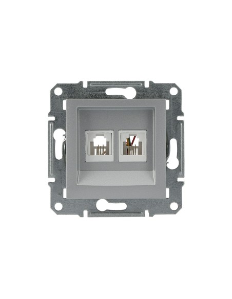 Asfora Gniazdo telefoniczne podwójne bez ramki, aluminium EPH4200161 Schneider