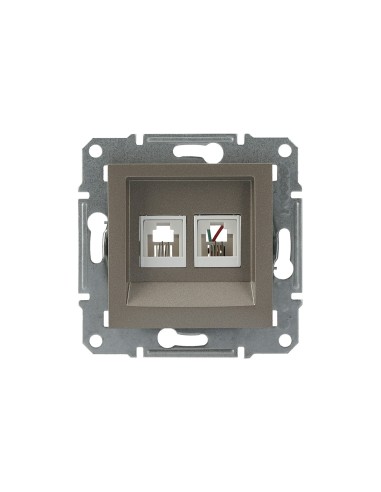 Asfora Gniazdo telefoniczne podwójne bez ramki, brąz EPH4200169 Schneider