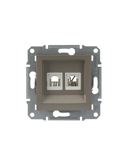 Asfora Gniazdo telefoniczne podwójne bez ramki, brąz EPH4200169 Schneider