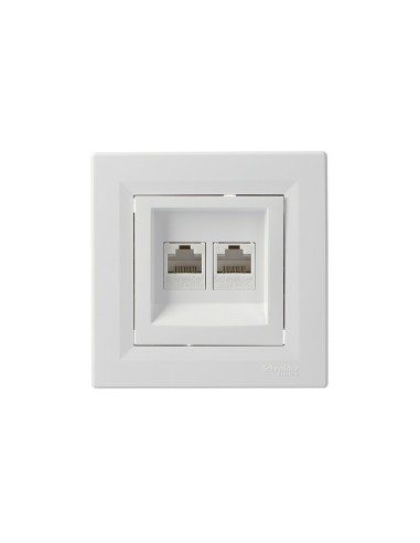 Asfora Gniazdo komputerowe RJ45 2x kat.6 UTP, białe EPH4800121 Schneider