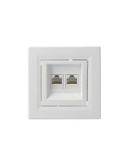 Asfora Gniazdo komputerowe RJ45 2x kat.6 UTP, białe EPH4800121 Schneider