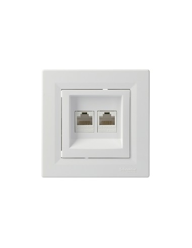 Asfora gniazdo komputerowe podwójne kat.5E białe EPH4400121 - hurtownia elektryczna Amper.pl