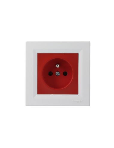 Asfora Gniazdo pojedyncze 2P+PE, czerwono-białe EPH2800421 Schneider