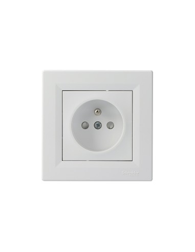 Asfora Gniazdo pojedyncze 2P+PE, z przesłonami, białe EPH2800221 Schneider