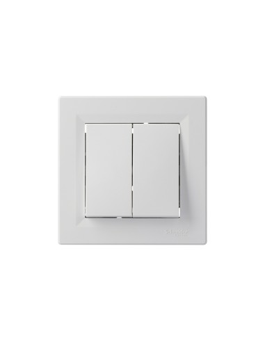 Asfora Przycisk podwójny (zaciski śrubowe) biały, EPH1100321 Schneider