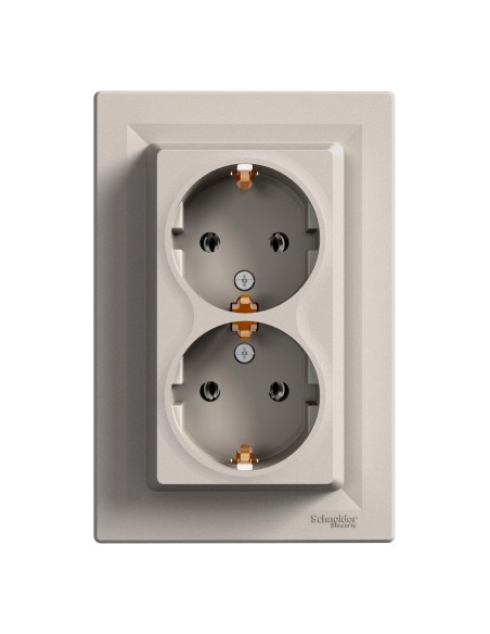 Asfora Gniazdo podwójne SCHUKO, brązowe EPH9900169 Schneider