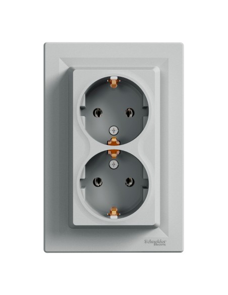 Asfora Gniazdo podwójne SCHUKO, aluminium EPH9900161 Schneider