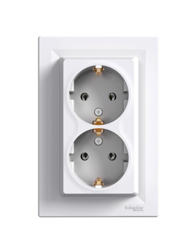 Asfora Gniazdo podwójne SCHUKO, białe EPH9900121 Schneider