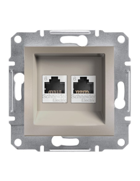 Asfora Gniazdo komputerowe 2x kat.6 UTP bez ramki, brąz EPH4800169 Schneider