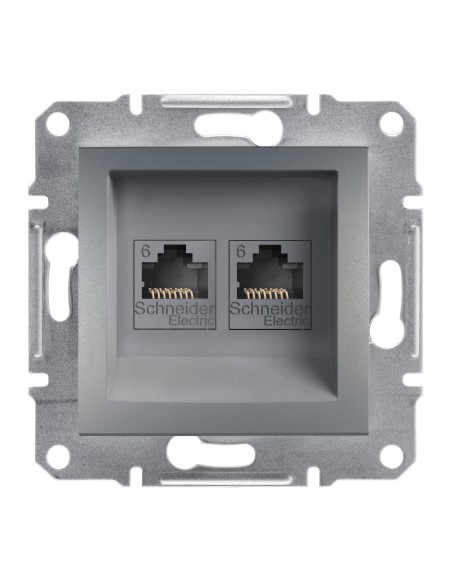 Asfora Gniazdo komputerowe 2x kat.6 UTP bez ramki, stal EPH4800162 Schneider
