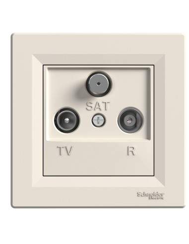 Asfora Gniazdo RTVSAT przelotowe (8dB) z ramką, kremowe EPH3500323 Schneider