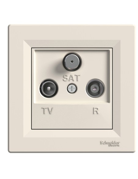 Asfora Gniazdo RTVSAT przelotowe (8dB) z ramką, kremowe EPH3500323 Schneider