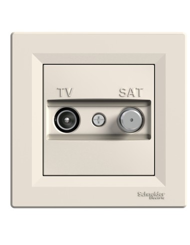 Asfora Gniazdo TVSAT przelotowe (8dB) z ramką, kremowe EPH3400323 Schneider