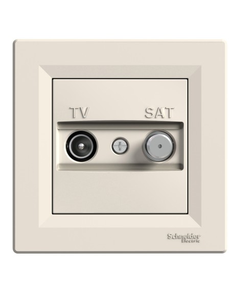 Asfora Gniazdo TVSAT przelotowe (8dB) z ramką, kremowe EPH3400323 Schneider