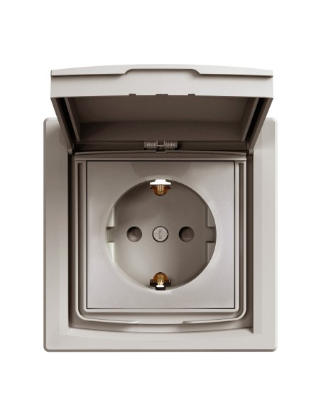 Asfora Gniazdo SCHUKO IP44 z ramką, (jednokrotne) brąz EPH3100369 Schneider