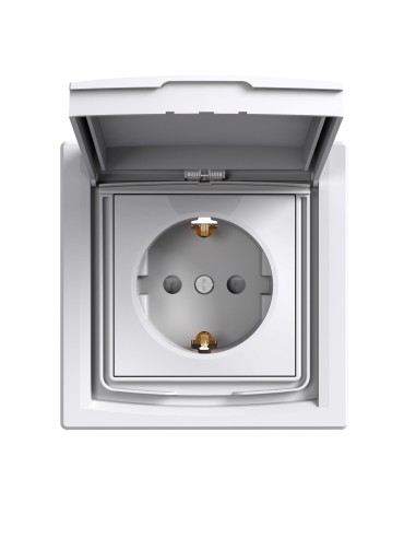 Asfora Gniazdo pojedyncze SCHUKO IP44, białe EPH3100321 Schneider