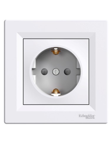 Asfora Gniazdo pojedyncze SCHUKO, z przesłonami, białe EPH2900221 Schneider