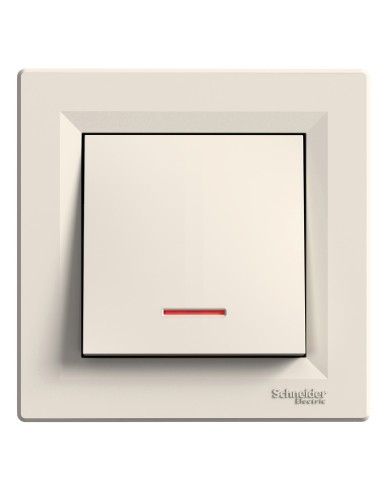 Asfora Łącznik jednobiegunowy z podśw. (16A)z ramką,kremowy EPH1430323 Schneider