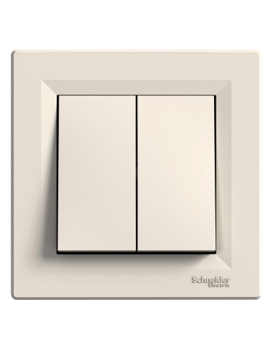 Asfora Przycisk podwójny z ramką, kremowy EPH1100123 Schneider