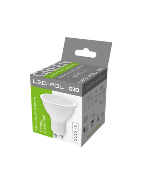Żarówka LED GU10 1W 120st. zielona LED-POL ORO-GU10-SMD-GREEN