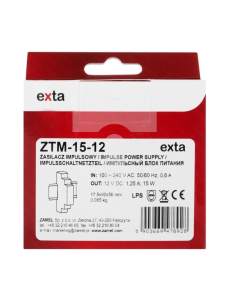 Zasilacz impulsowy montowany na szynie TH-35 (DIN) , 15W, 12V DC typ: ZTM-15/12 EXT10000279 2